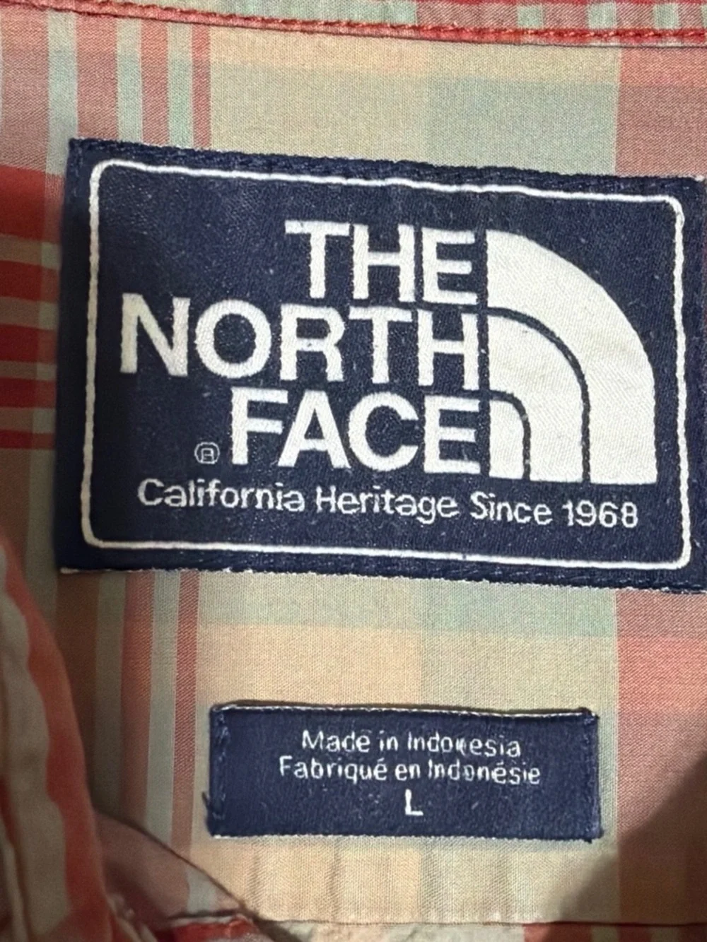 The North Face Red and Tan Plaid Short-Sleeve Button Down Shirt